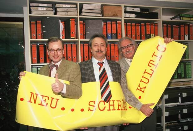 Die Schauspieler Hans-Jürgen Schatz, Wolfgang Stumph und Achim Wolff, Hauptdarsteller der ZDF-Comedyreihe Salto Kommunale (l-r) AUFNAHMEDATUM GESCHÄTZT