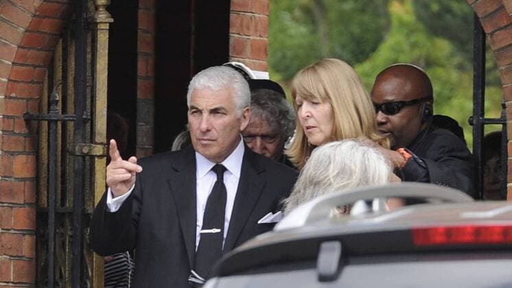 Mitch Winehouse at the funeral of his daughter Amy Winehouse who was found dead on Saturday July 23rd at her London flat at Golders Green crematorium in London, England on Tuesday, July 26, 2011.  LON2011072613