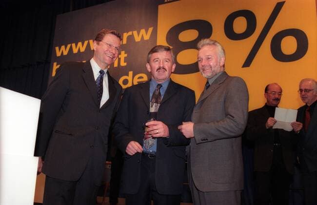 (L-R) Guido Westerwelle, Jürgen Möllemann, Wolfgang Kubicki FDP-Landesparteitag in Essen