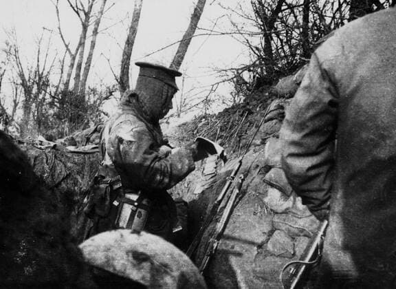 Ww1: 1st Royal Scots Fusiliers in front line trenches, Kenmiel, Jan. 1915. 9th Brigade, 3rd Division. Mono Print !AUFNAHMEDATUM GESCHÄTZT! UnitedArchives0775267