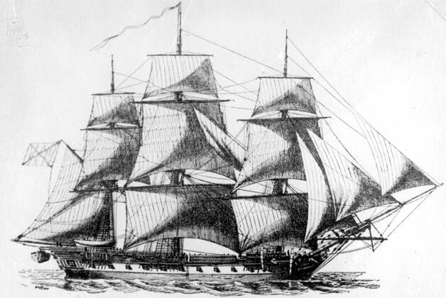 The Vostok, with which Fabian Gottlieb von Bellingshausen explored Antarctica in 1820. Antarctica: The Last Continent by Ian Cameron, page 78. Local Caption Mono Print !AUFNAHMEDATUM GESCHÄTZT! UnitedArchives0649141