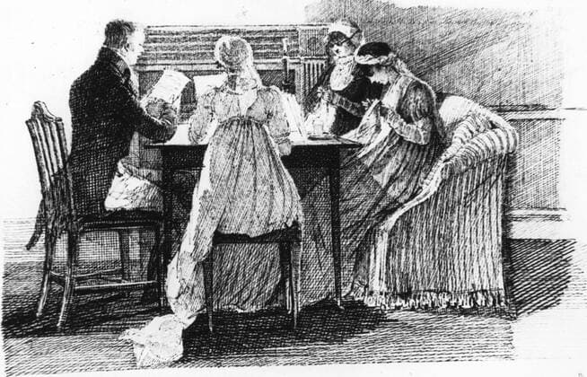Reading and Sewing 1804 Mono Print !AUFNAHMEDATUM GESCHÄTZT! UnitedArchives0708226