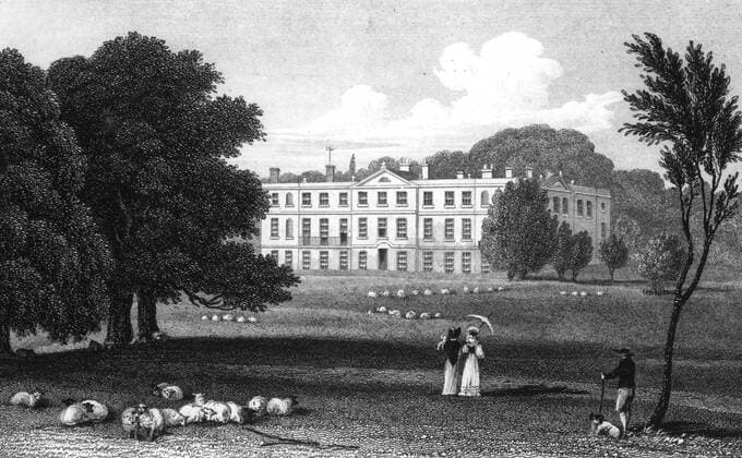 Dogmensfield Park Hampshire the seat of Lady Mildmay 1829 Mono Print !AUFNAHMEDATUM GESCHÄTZT! UnitedArchives0708251