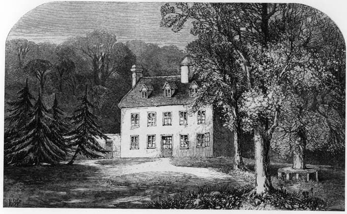 Steventon Parsonage in Hampshire - from Memoirs of Jane Austen by Edward Austen-Leigh, 1870 (her nephew). Jane was born in this house in 1777. ©TopFoto Mono Print !AUFNAHMEDATUM GESCHÄTZT! UnitedArchives1062130