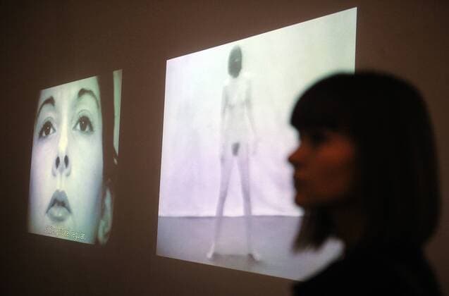 MOSCOW, RUSSIA. OCTOBER 7. 2011. A retrospective exhibition of New York-based Serbian performance artist Marina Abramovic titled The Artist Is Present has opened at Moscowâ€™s Center for Contemporary Culture and Art â€˜Garage.â€™  premiumd 0343