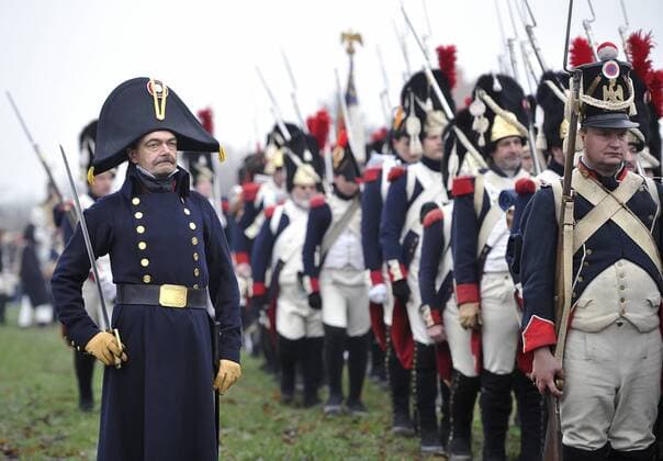 Members of a military history fan club are seen during the re-enactment of the Battle of Three Emperors at Slavkov, formerly Austerlitz, Czech Republic, on Saturday, December 3, 2011. History enthusiasts from the Czech Republic and abroad re-enacted the battle in which Napoleon s troops defeated Russian and Prussian armies in 1805. (CTKxPhoto IgorxSefr)  CTKPhoto748201112030374001