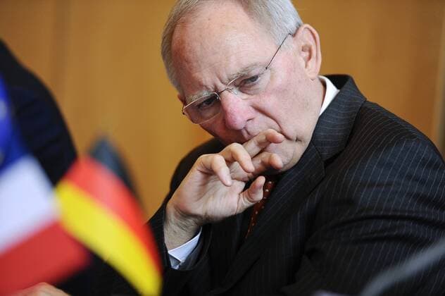 German Finance Minister Wolfgang Schäuble gives a press conference following a meeting of the Franco German Economic and Finance council with French Finance Minister at the Economy Ministry in Paris on January 23, 2012. 