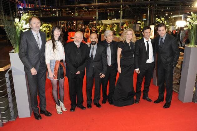 Jury members Anton Corbijn, Charlotte Gainsbourg, Mike Leigh, Asghar Farhadi, Boualem Sansal, Barbara Sukowa, Francois Ozon, Jake Gyllenhaal attending the Berlinale opening with the premiere of LES ADIEUX A LA REINE FAREWELL MY QUEEN at the 62nd Berlin International Film Festival, on February 9, 2012 Farewell My Queen Premiere - Berlinale 2012