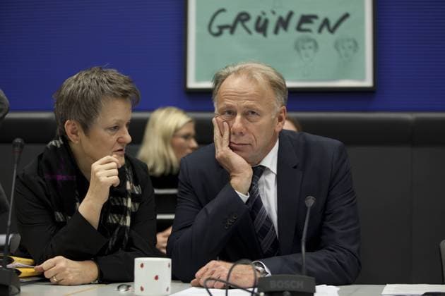 Deutschland, Berlin, Bundestag, Fraktionssitzung von B90 Grüne, Renate Künast und Jürgen Trittin, 21.11.2011