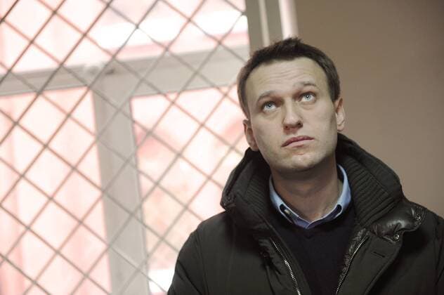 ITAR-TASS: MOSCOW, RUSSIA. MARCH 15, 2012. Well-known Internet blogger Alexei Navalny at a court. Blogger Alexei Navalny, leader of the Other Russia movement Eduard Limonov, and a nationalist leader Dmitry Demushkin intended to stage an unsanctioned rally near the Central Election Commission (CEC) building and then they were detained, charged under the RF Administrative Code article violation of the order of organising a rally, demonstration, march or picketing, and fined.  RE0F9DD7