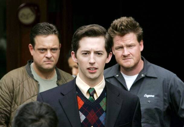 Feb. 4, 2001 - New York, New York, U.S. - STARS OF ABC TV S UPCOMING FALL SERIES KNIGHTS OF PROSPERITY SHOOT AN EPISODE ON THE UPPER WEST SIDE.COLUMBUS AVENUE 08-18-2006. 2006.LENNY VENITO, JOSH GRISETTI AND DONAL LOGUE.K49327RM New York U.S.  - ZUMAmk1