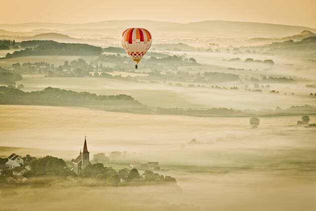 hot-air ballooning, fog, foggy, mist, Bohemian Paradise, Czech Republic, July 6, 2011 (CTKxPhoto JirixCastka)  CTKPhoto20160973