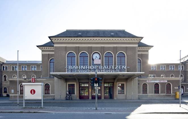 Bahnhof, Empfangsgebäude, Bautzen, Budysin, Lausitz, Oberlausitz, Sachsen, Deutschland, Europa, ÖffentlicherGrund iblrbb02252214