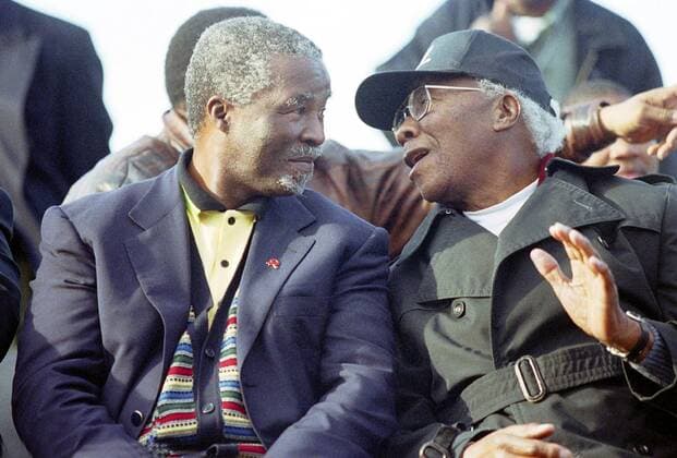 South African president Thabo Mbeki with his father Govan Mbeki at a rally in Port Elizabeth. Gallo20172951