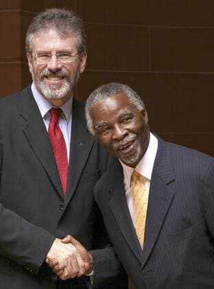 19 October 2005. South Africa. President Thabo Mbeki with Irish Republican politician and Sinn Fein president, Gerry Adams. Gallo20172967