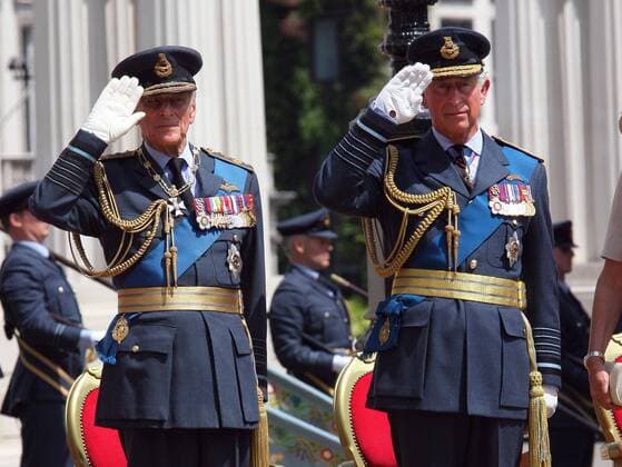 Duke of Edinburgh and Prince of Wales at the unveiling of the Bomber Command Memorial in Green Park, London, Thursday 28th June 2012  SLK