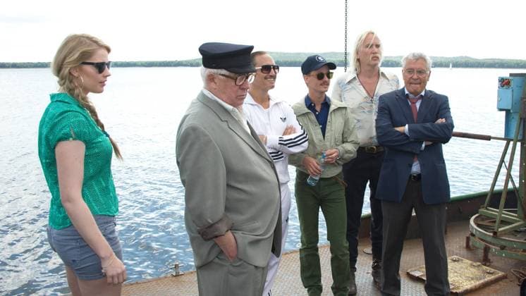 Hai-Alarm am Müggelsee, Fototermin im Seebad Friedrichshagen - Motiv: Anna-Maria Hirsch, Horst Pinnow, Benno Fürmann, Tom Schilling, Uwe DAG Berlin, Henry Hübchen,