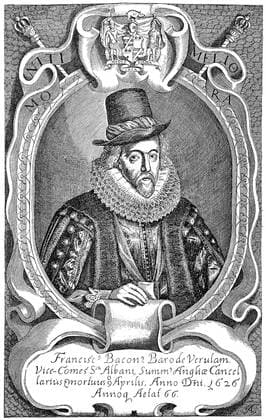Historische Zeichnung, Portrait von Francis Bacon oder Baron Baco von Verulam, 1561 - 1626, ein englischer Philosoph, Staatsmann und Wissenschaftler iblhdf02320954