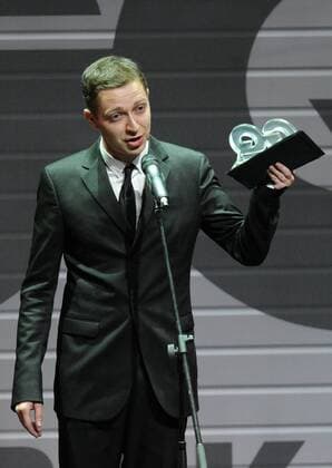 ITAR-TASS: MOSCOW, RUSSIA. SEPTEMBER 22, 2012. London-based Russian rapper Oxxxymiron, the Discovery of The Year, at the GQ Men of the Year Awards ceremony at the Sovremennik Theatre.  RE108F49