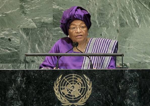 Her Excellency Ellen Johnson-Sirleaf, President of the Republic of Liberia addresses the United Nations at the 67th United Nations General Assembly in the UN building in New York City on September 26, 2012.  NYP20120926102