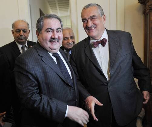 Minister of Foreign Affairs Karel Schwarzenberg (right) and Iraq s foreign minister Hoshyar Zebari (second from left) answered questions of media after their meeting in Prague, Czech Republic, October 11, 2012. (CTKxPhoto MichalxKamaryt) CTKPhotoP201210110680801  kmt 1