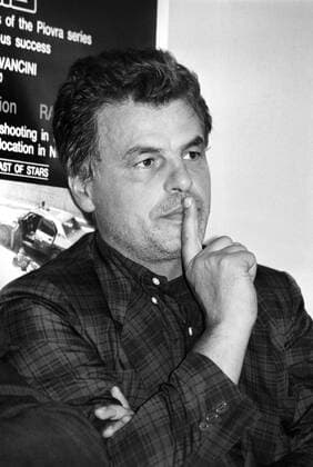 Moscow. USSR. Italian actor Michele Placido at the press conference on film La piovra-4 in Forum cinema. Photo  TASS_1476042