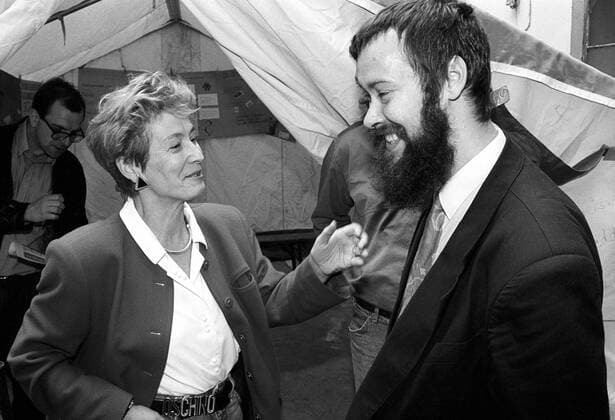 Veranstaltungen zum 1.Mai in Berlin - Sabine Bergmann, SPD, Senatorin für Arbeit und Frauen im Gespräch mit Thomas Krüger, SPD, Senator für Jugend und Sport