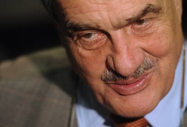Presidential candidate Karel Schwarzenberg speaks with journalists at his election headquarters in Prague s Lucerna Palace, Czech Republic, after he was defeated in presidential elections on Saturday, Jan. 26, 2013. (CTKxPhoto MIchalxKrumphanzl) CTKPhotoP201301260580601  kru 3