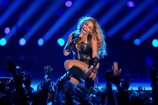 3 February 2013: Beyonce Knowles performs during halftime of the Baltimore Ravens 34-31 victory over the San Francisco 49ers in Superbowl XLVII at the Mercedes-Benz Superdome in New Orleans, LA. EDITORIAL USE ONLY 150831