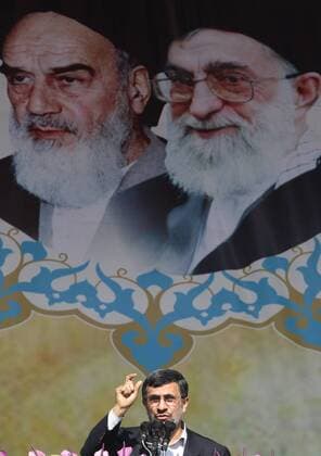 (130210) -- TEHRAN, Feb. 10, 2013 (Xinhua) -- Iranian President Mahmoud Ahmadinejad speaks during a rally to mark the 34th anniversary of the Islamic revolution at Azadi (liberty) Square in Tehran, Iran, Feb. 10, 2013. Hundreds of thousands of Iranians, carrying flags and banners in support of the Islamic administration, celebrated nationwide the 34th anniversary of the Islamic revolution on Sunday. (Xinhua Ahmad Halabisaz) (zcc) IRAN-TEHRAN-ISLAMIC REVOLUTION-34TH ANNIVERSARY 