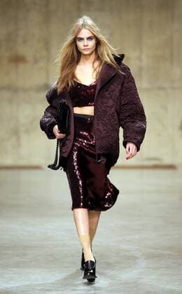 Cara Delevingne at the Unique Top shop show at London Fashion Week Autumn Winter 2013 , Sunday 17th February 2013 Photo by: Stephen Lock i-Images StephenxLock i-Images  SLK