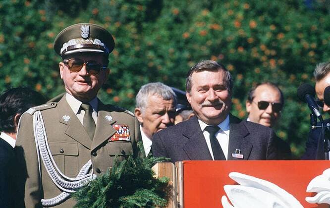 Former Polish president and the last Communist leader of Poland from 1981 to 1989 general Wojciech Jaruzelski has recently retuned home from hospital after being treated for pneumonia on 13, February 2013 in Warsaw, Poland. The Health of the 90-year-old retired dictator has been rapidly detoriating since he was diagnosed with lymphoma in 2011. 01.09.1989 President of Poland general Wojciech Jaruzelski (L) and leader of Solidarity trade union Lech Walesa (R) participate in the celebrations commemorating the 50th anniversary of beginning of World War II in Europe at the Westerplatte peninsula in Gdansk. 