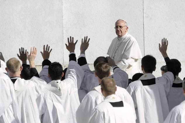 Pope Francis waves from his papamobile as he arrives for his inauguration mass at St Peter s Square on March 19, 2013 at the Vatican. Latin America s first pope was joined by world leaders for his inauguration mass.  ROM20130319112