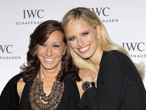 Donna Karan and Karolina Kurkova arrive on the red carpet at the IWC Tribeca Film Festival FilmmakerÕs Dinner at the Urban Zen Loft in New York City on April 18, 2013.  NYP20130418139
