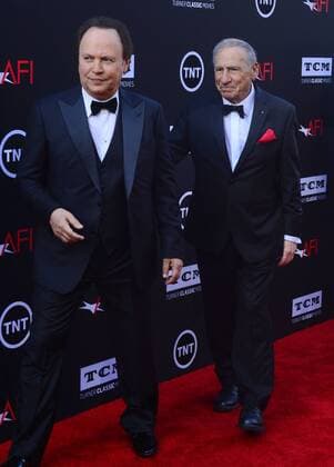 Actor Billy Crystal (L) and director Mel Brooks attend the 41st AFI Life Achievement Award tribute to Brooks at the Dolby Theatre in the Hollywood section of Los Angeles on June 6, 2013.  LAP2013060673