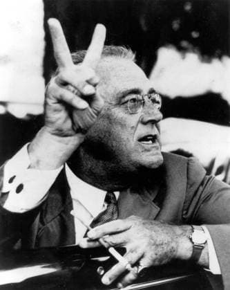 President Franklin D Roosevelt proudly announces America joining the war. 1941 UnitedArchives00223669 