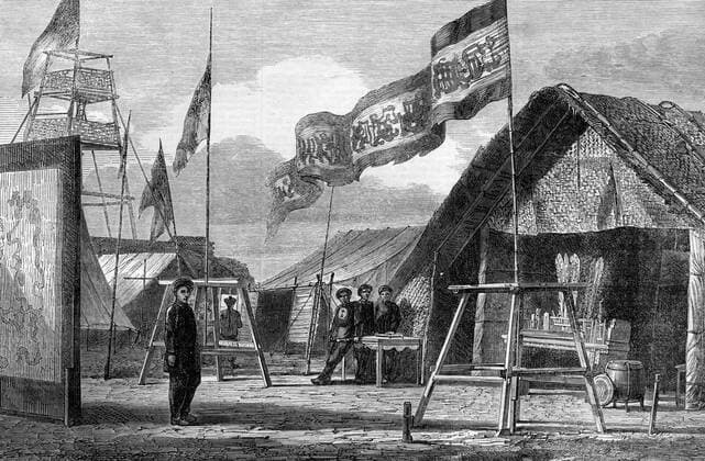 The Taeping Rebellion In China . Entrance to Ching - Wang s tent , Soo - Chow . 12 March 1864 UnitedArchives00414552 