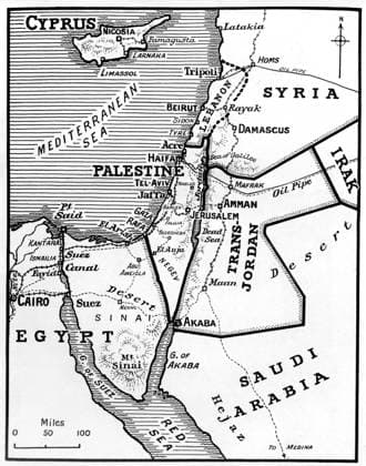 A map of the affected area in the Middle East situation 12th January 1949 UnitedArchives00415617 