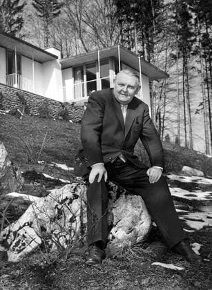 German Minister of Economics Professor Ludwig Erhard is taking holiday at the moment in his house at Lake Tegernsee in Bavaria March 24th 1960 UnitedArchives00514926 