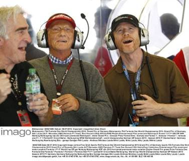 Motorsports: FIA Formula One World Championship 2013, Grand Prix of Germany Motorsports: FIA Formula One World Championship 2013, Grand Prix of Germany, Niki Lauda (AUT, Mercedes AMG Petronas F1 Team), Ron Howard (USA) HOCHxZWEI