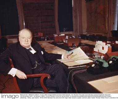 Sir Winston Churchill, born Winston Leonard Spencer-Churchill (30 November 1874 - 24 January 1965) - Prime Minister of the UK during WW2. Â UnitedArchives00835208 