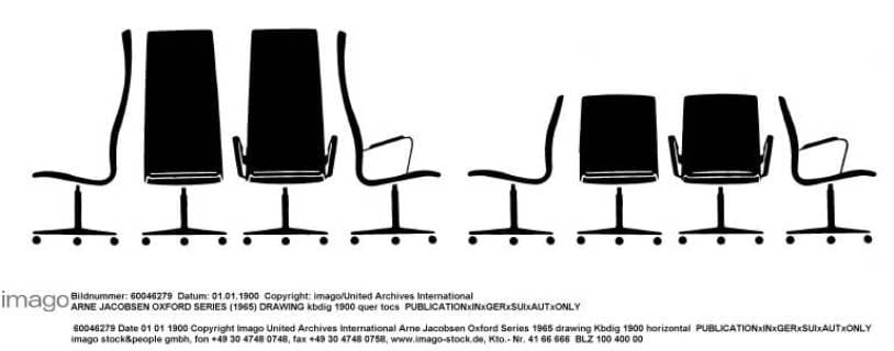 Designklassiker von Arne Jacobsen ARNE JACOBSEN OXFORD SERIES (1965) DRAWING UnitedArchives00849964 