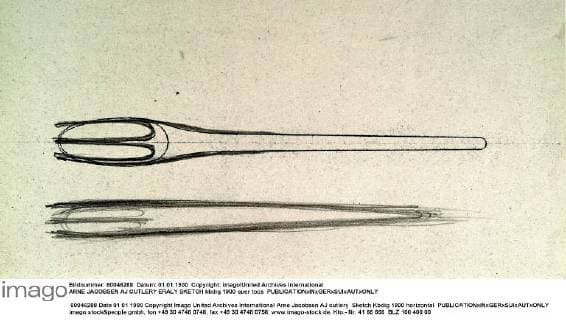 Designklassiker von Arne Jacobsen ARNE JACOBSEN AJ CUTLERY ERALY SKETCH UnitedArchives00849973 