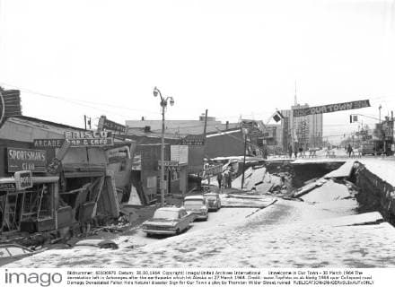 Unwelcome in Our Town - 30 March 1964 The devastation left in Achorages after the earthquake which hit Alaska on 27 March 1964. Credit: www.TopFoto.co.uk UnitedArchives00937006 