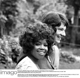 Coloured American pop singer P P Arnold with her manager Jim Morris at their wedding Guildford Surrey 5 October 1968  UnitedArchives01005337