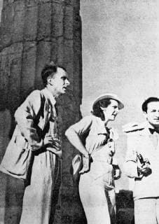 Leni Riefenstahl Seen here having a last minute discussion before the torch bearer arrives, durring the making of the film: Olympia. Born in Berlin, Germany Riefenstahl started her career as a self-styled interpretive dancer. In a 2002 interview she said dancing was what made her truly happy. After injuring a knee she attended a film about mountains and became impressed with both them and the possibilities of the medium. She went to the Alps for about a year and when she returned, confidentially approached Arnold Fanck, the director of the film she d seen earlier, asking for a role in his next film. Riefenstahl went on to star in a number of Fanck s bergfilme, presenting herself as an athletic and adventuresome young woman with suggestive appeal. When presented with the opportunity to direct The Blue Light she took it. Her main interest at first was in fictional films. She heard  UnitedArchives01023915