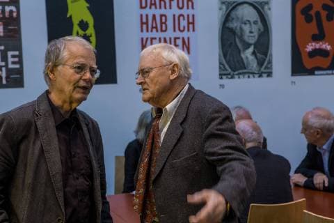 literaturWERKstatt berlin Volker Braun und Gerhard Wolf. in der Akademie der Künste am Pariser Platz in Berlin bei der Veranstaltung 65 Jahre SINN UND FORM.