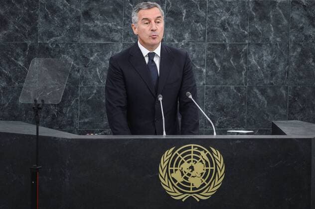 (130927) -- NEW YORK, Sept. 27, 2013 (Xinhua) -- Montenegro s Prime Minister Milo Dukanovic speaks during the general debate of the 68th session of the United Nations General Assembly, at the UN headquarters in New York, on Sept. 27, 2013. (Xinhua Niu Xiaolei) UN-GENERAL ASSEMBLY-GENERAL DEBATE 