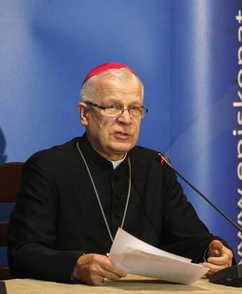 Archbishop Michalik at a press conference after his shocking words about problem of paedophilia in Polish church - Warsaw, Poland - Abp Jozef Michalik EN_01100776_0004 