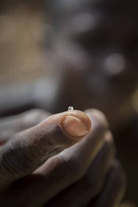  Fund eines Diamantenschürfers, ein kleiner Diamant von etwa zwei Karat, Kenema, Eastern Province, Sierra Leone, Afrika ibldrn03758712.jpg